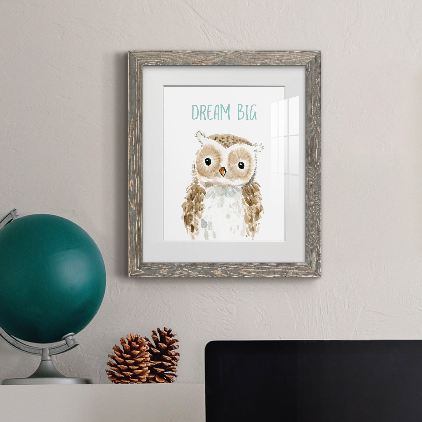 Dream Big Owl - Premium Framed Print - Distressed Barnwood Frame - Ready to Hang