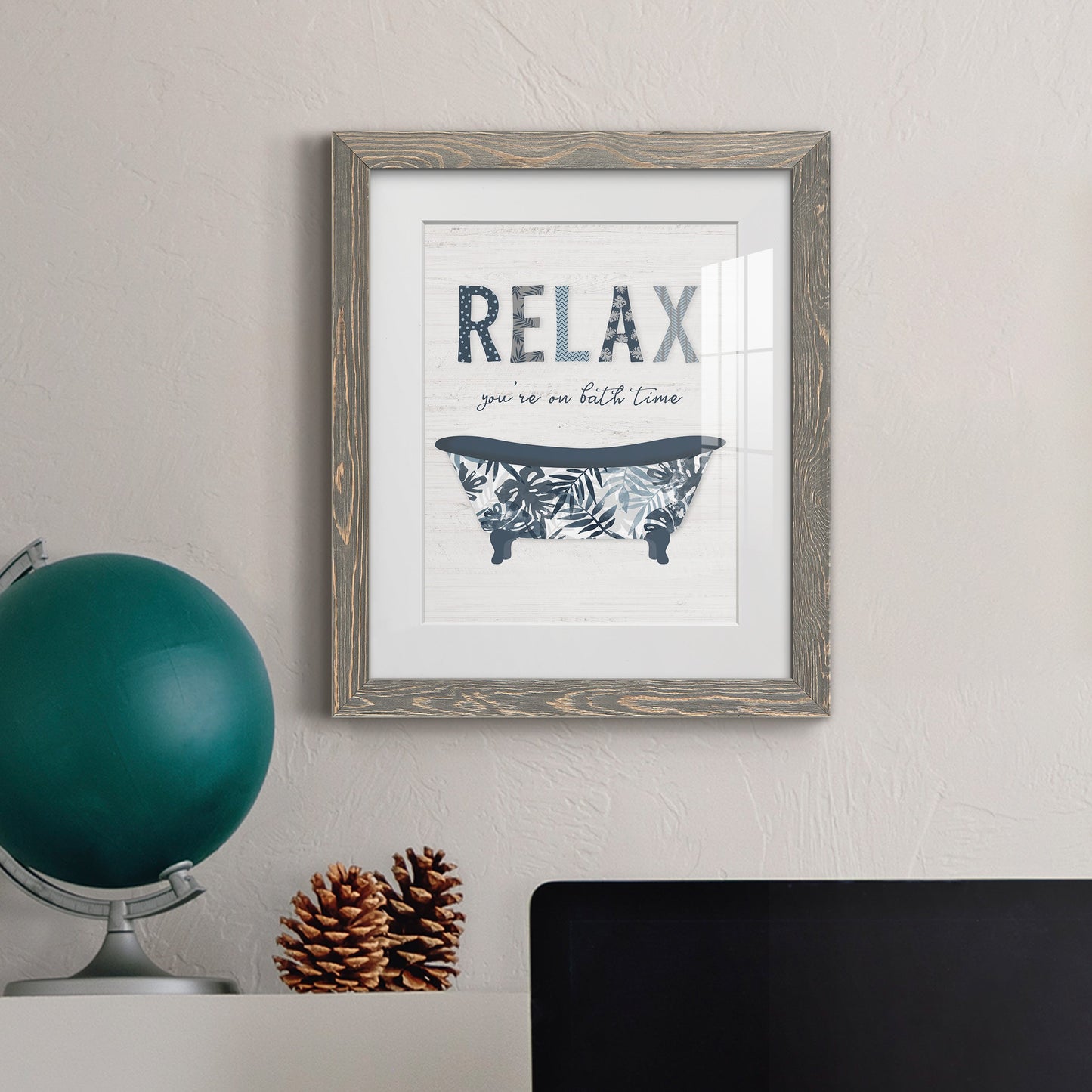 Palm Bath I - Barnwood Framed Art Print
