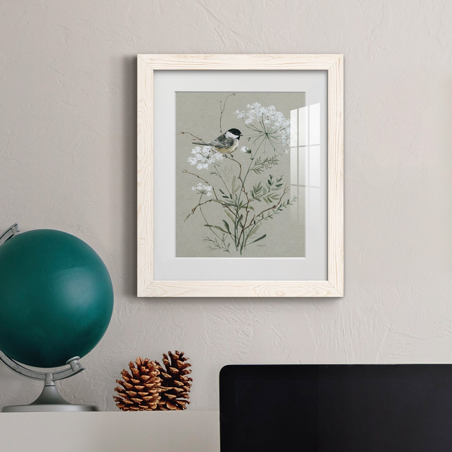 Bouquet of Grace Bird I - Barnwood Framed Art Print