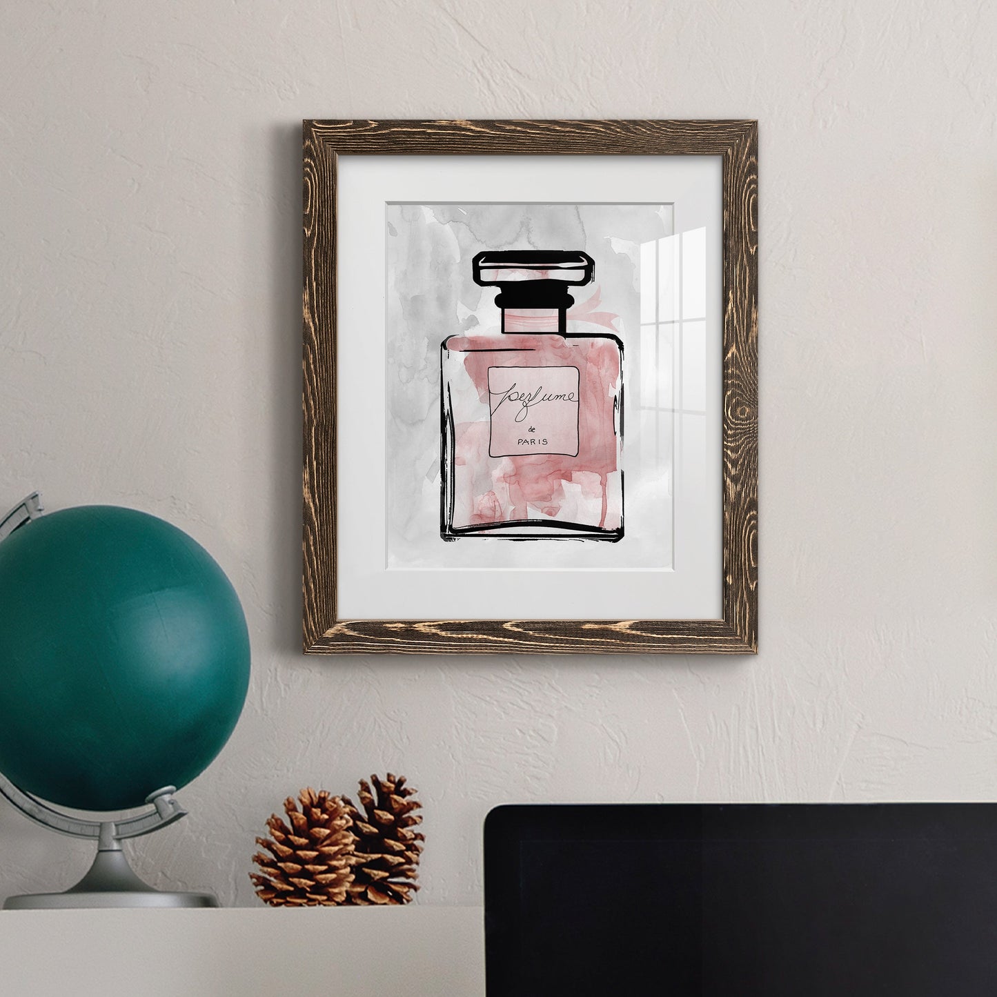 Blush Wash Perfume - Premium Framed Print - Distressed Barnwood Frame - Ready to Hang