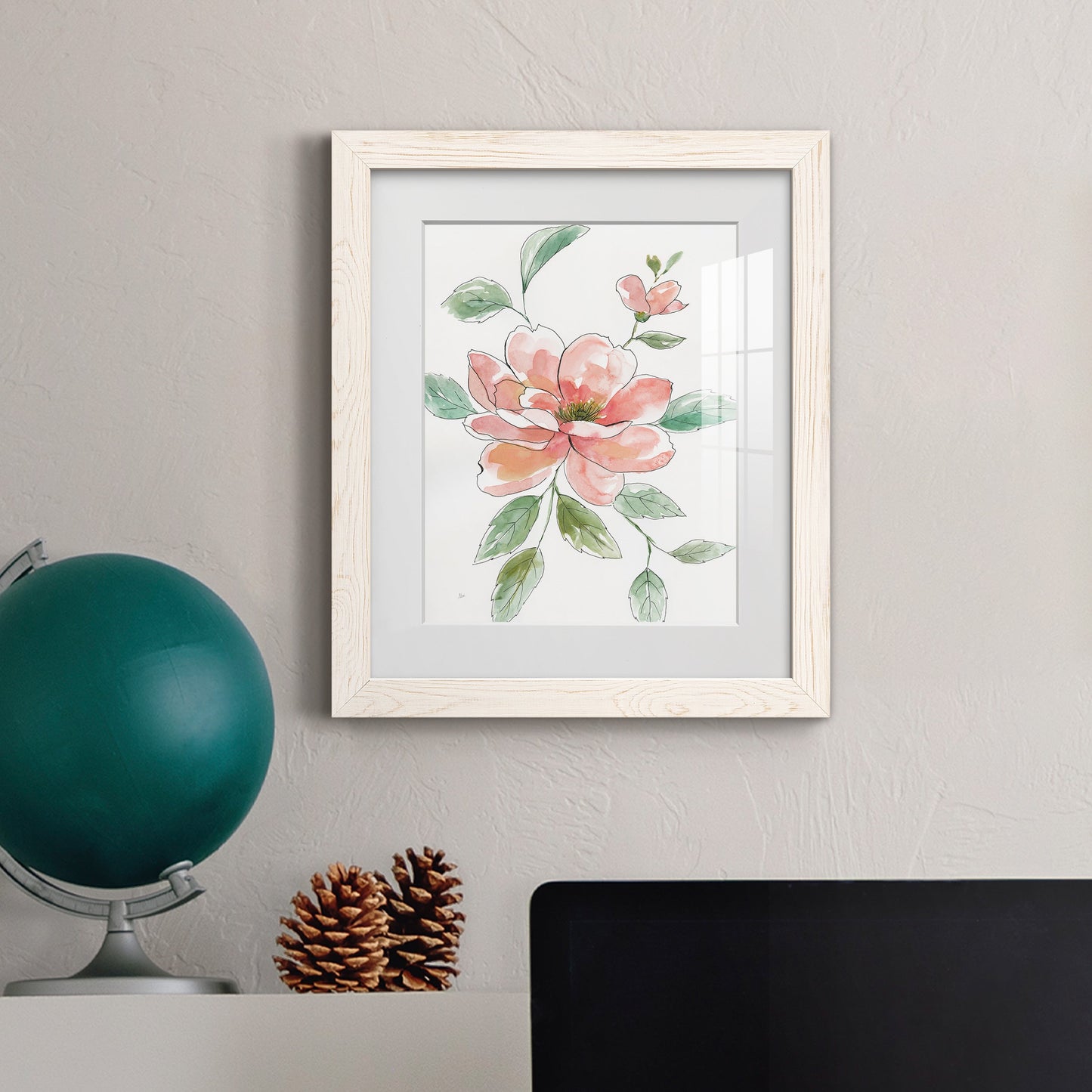 Peony Contour - Barnwood Framed Art Print