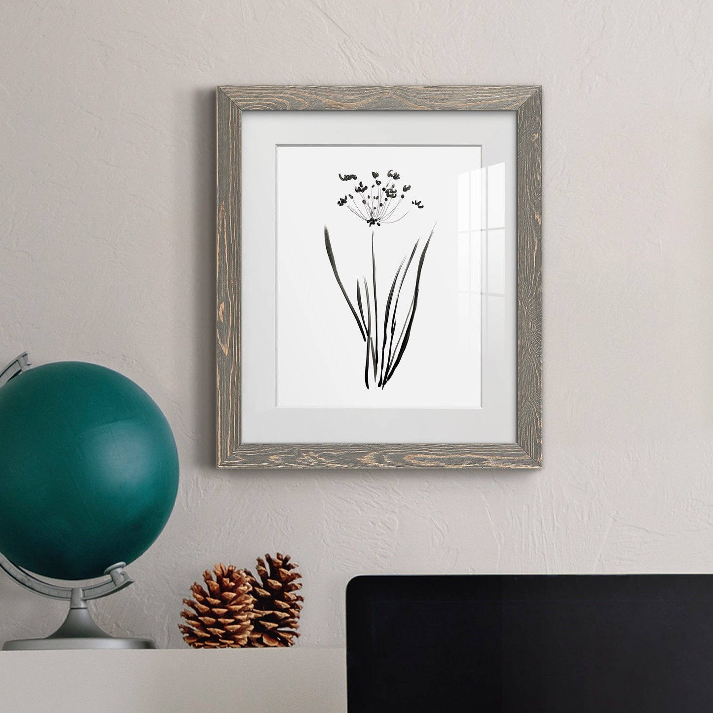 Inky Botanical II - Premium Framed Print - Distressed Barnwood Frame - Ready to Hang