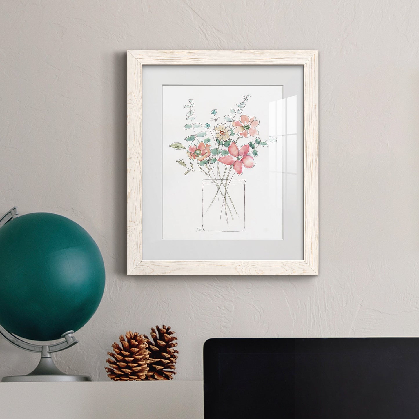 Whimsical Wildflowers I - Premium Framed Print - Distressed Barnwood Frame - Ready to Hang