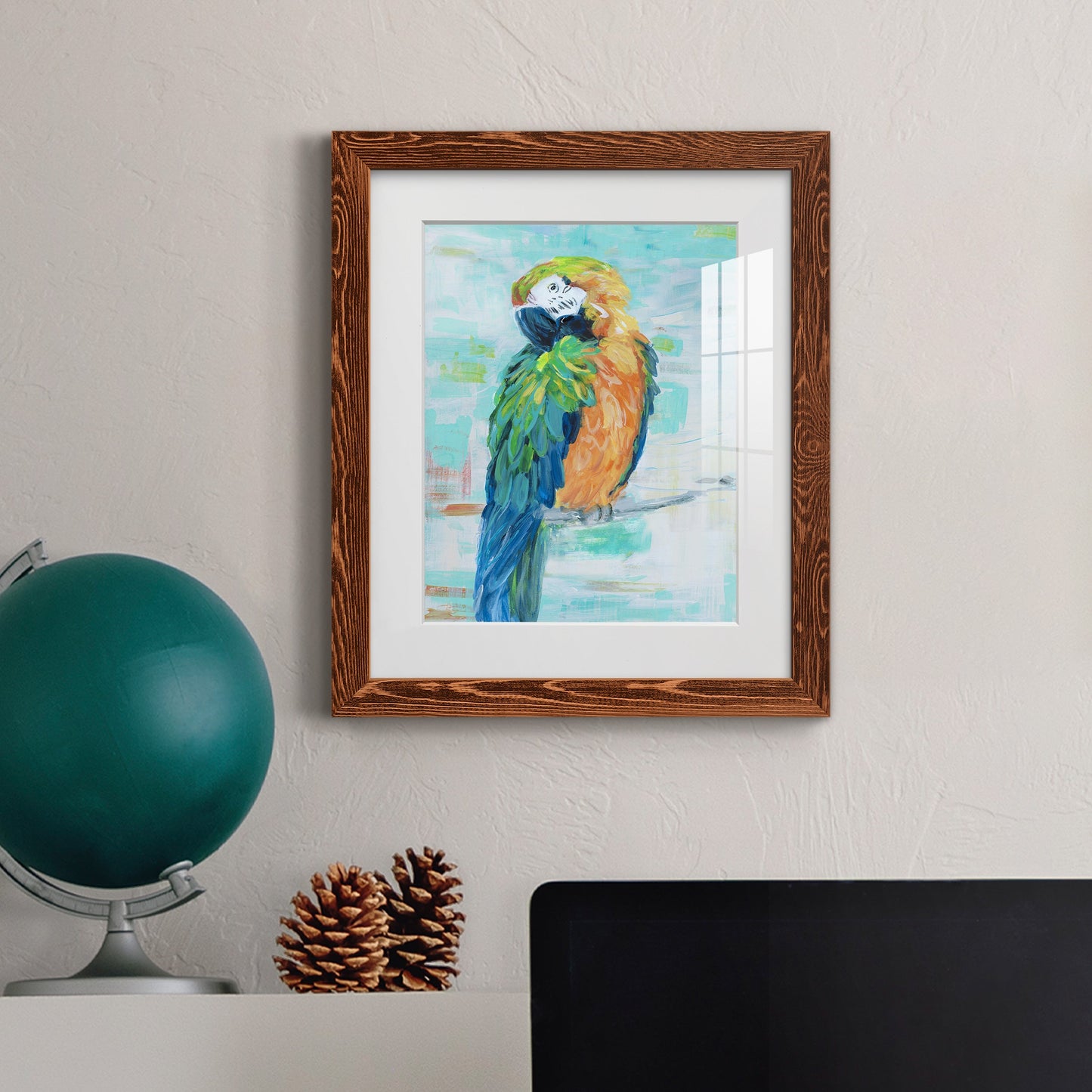 Island Parrot II - Premium Framed Print - Distressed Barnwood Frame - Ready to Hang