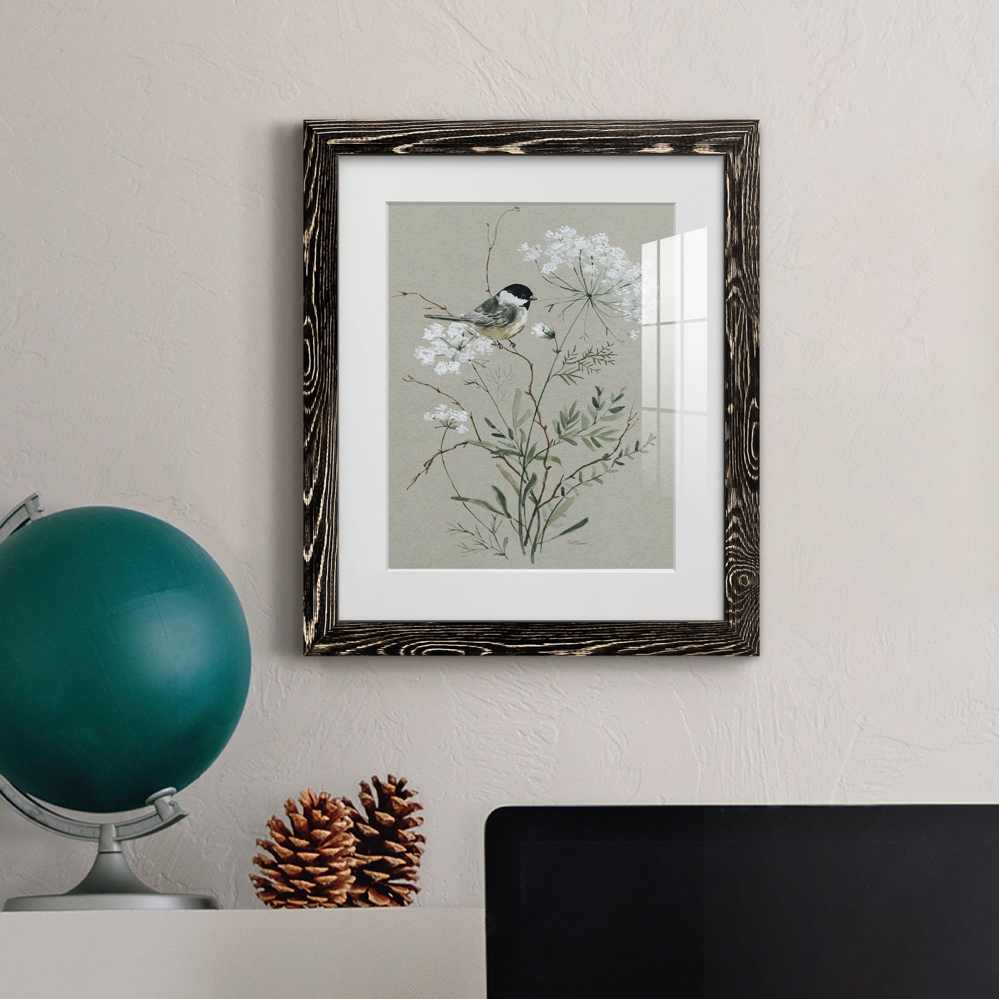 Bouquet of Grace Bird I - Barnwood Framed Art Print