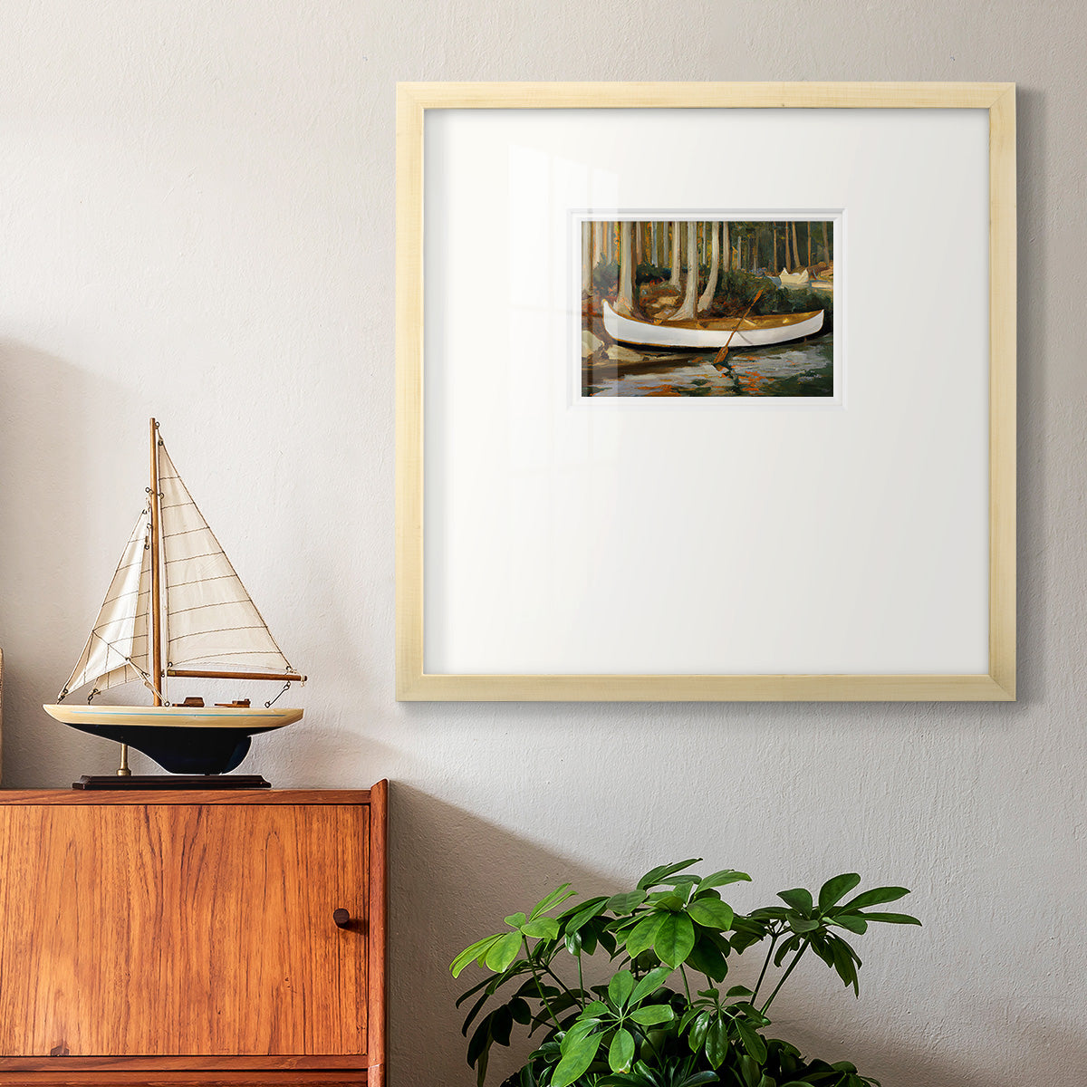 Golden Canoe Premium Framed Print Double Matboard