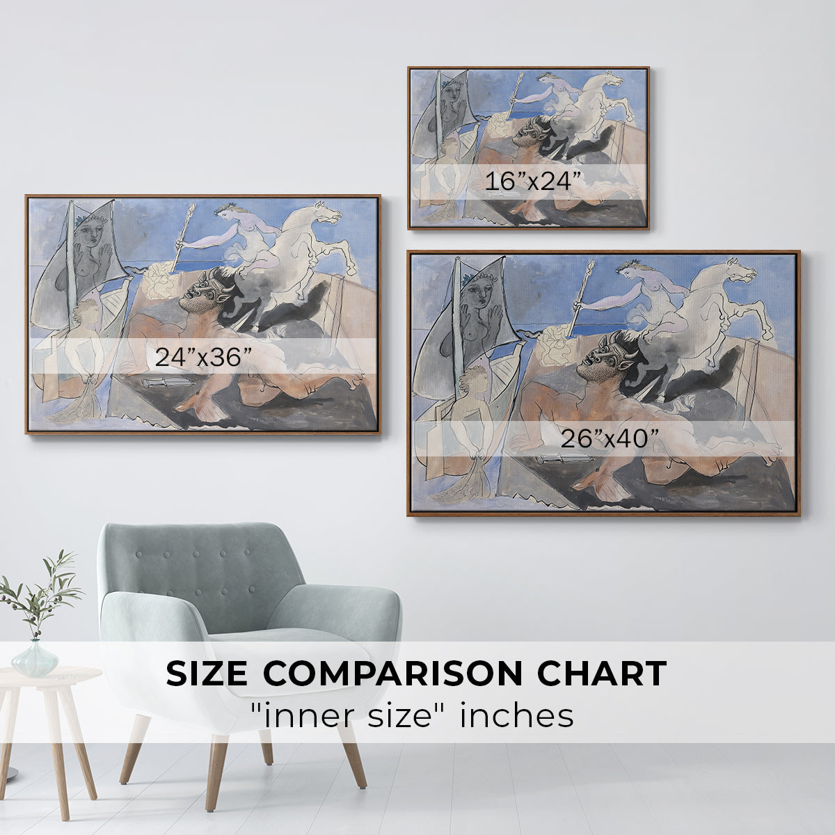 Composition with Minotaur, 1936 - Floater Framed Canvas Print