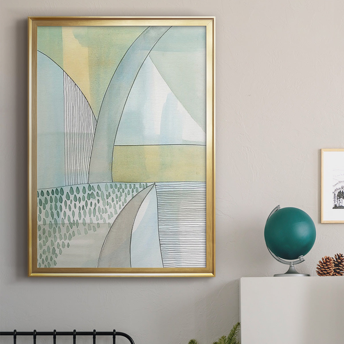 Mint Reflection II - Modern Framed Canvas Print