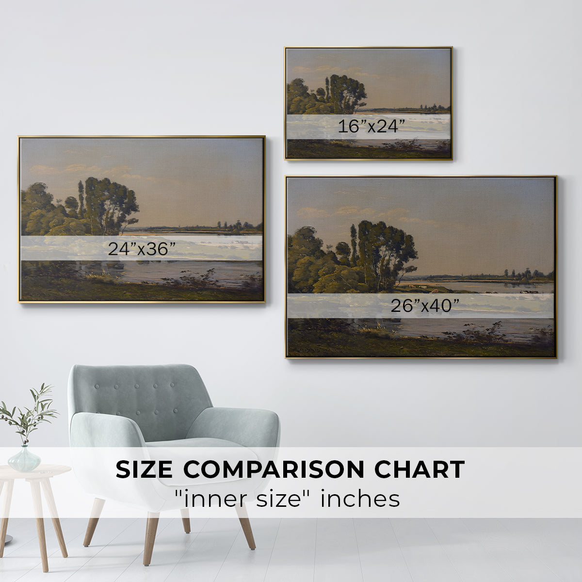 Landscape with a River, 1892 - Floater Framed Canvas Print