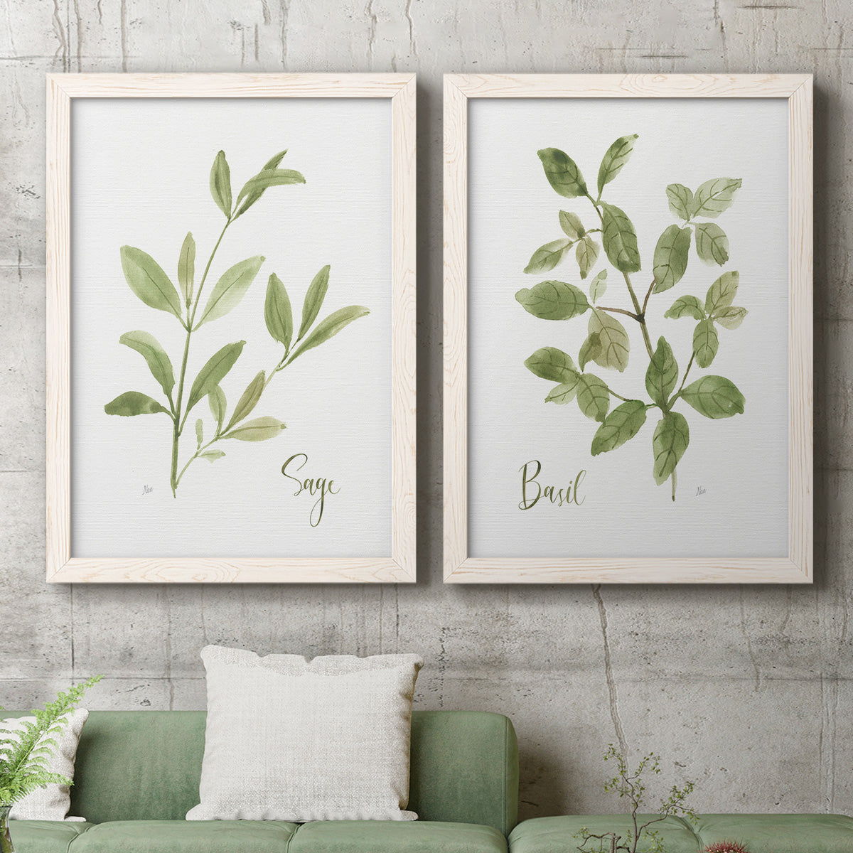 Herb Sage - Premium Framed Canvas 2 Piece Set - Ready to Hang