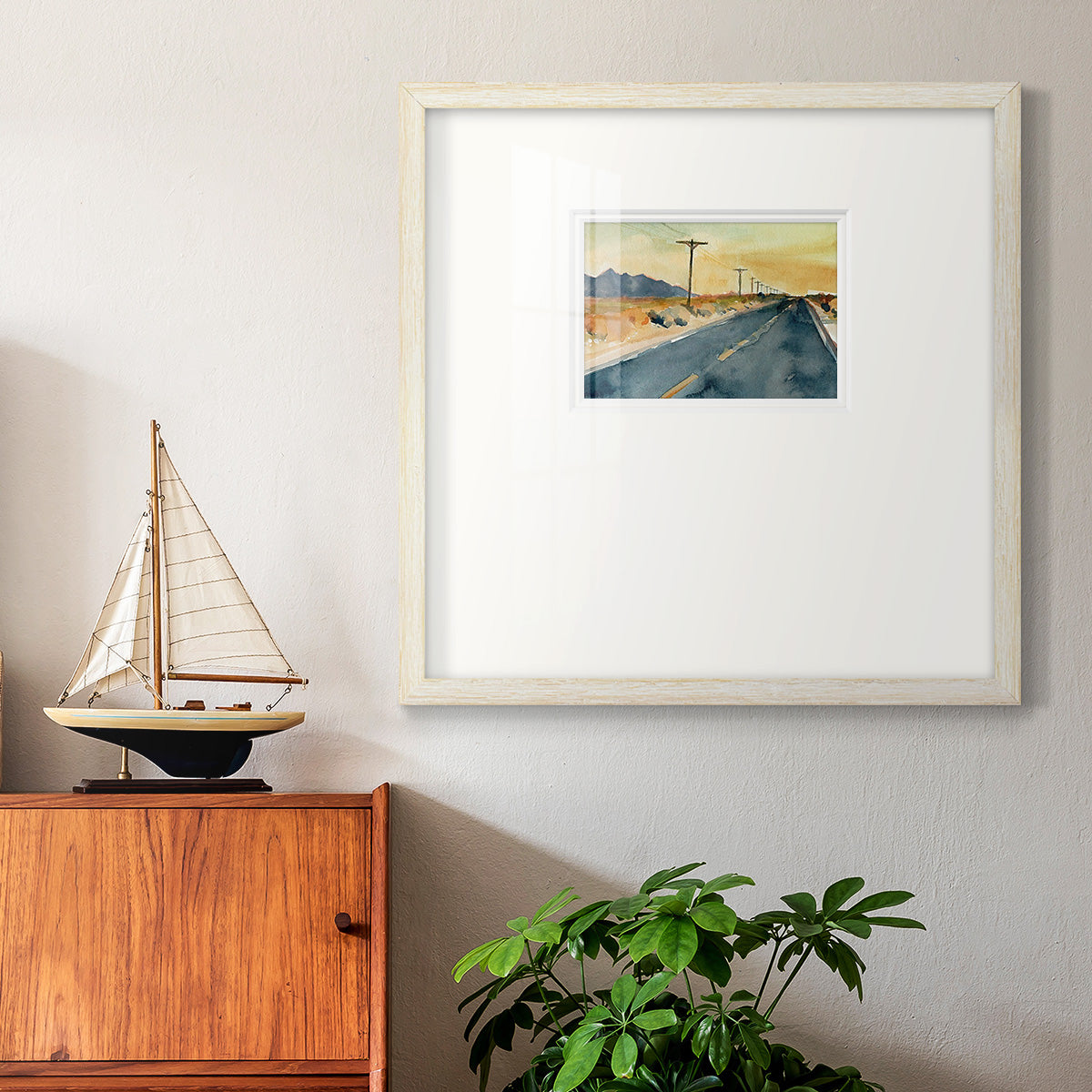 Deserted Highway II Premium Framed Print Double Matboard