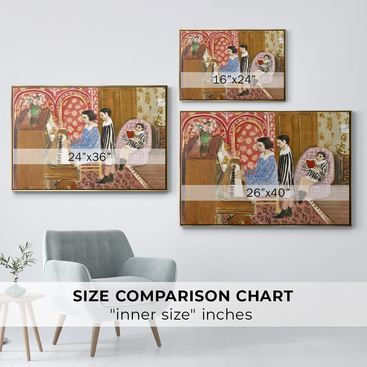 The Piano Lesson, 1923 - Floater Framed Canvas Print