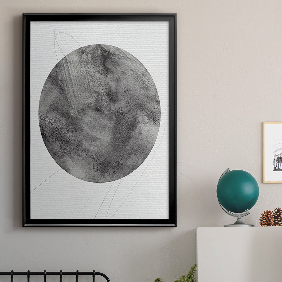 Graphite Moon II - Modern Framed Canvas Print
