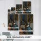 Size comparison chart for canvas art prints, showing multiple size options.