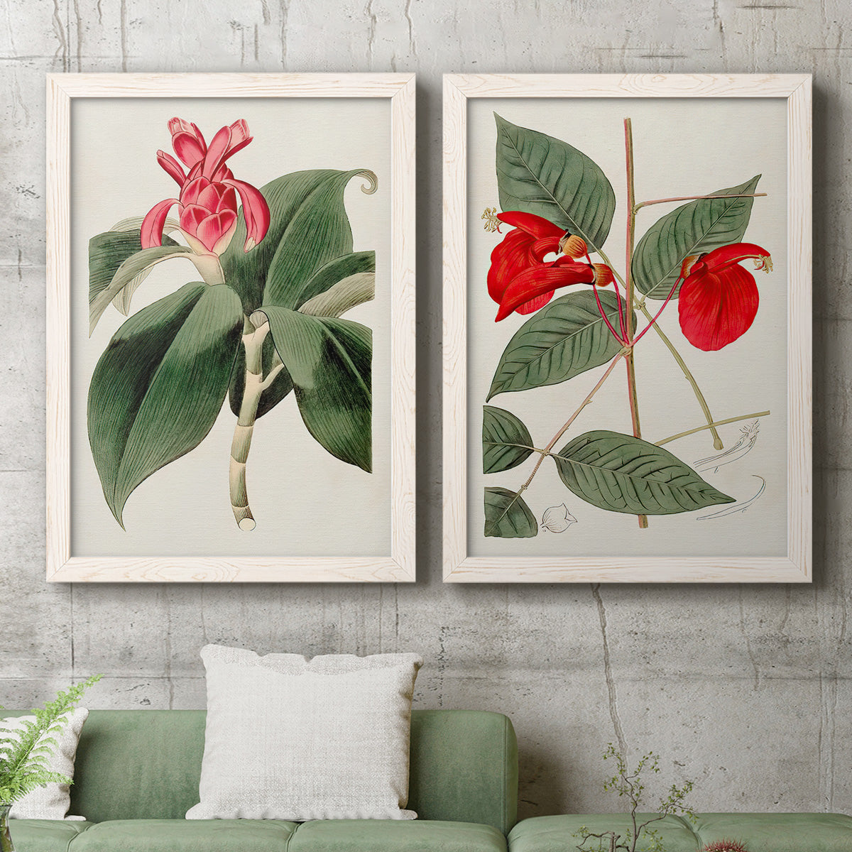 Flora of the Tropics I - Premium Framed Canvas 2 Piece Set - Ready to Hang