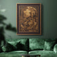Monochrome religious painting of the raising of Lazarus by Leandro Bassano in an ornate bronzed mahogany wood frame displayed in a dark-toned interior setting.