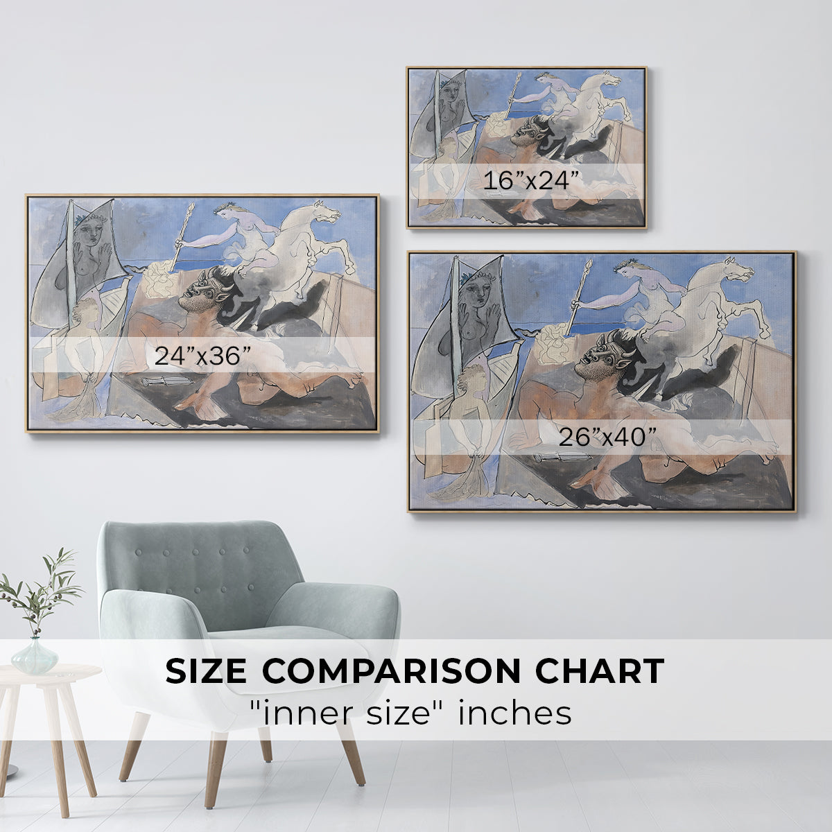 Composition with Minotaur, 1936 - Floater Framed Canvas Print