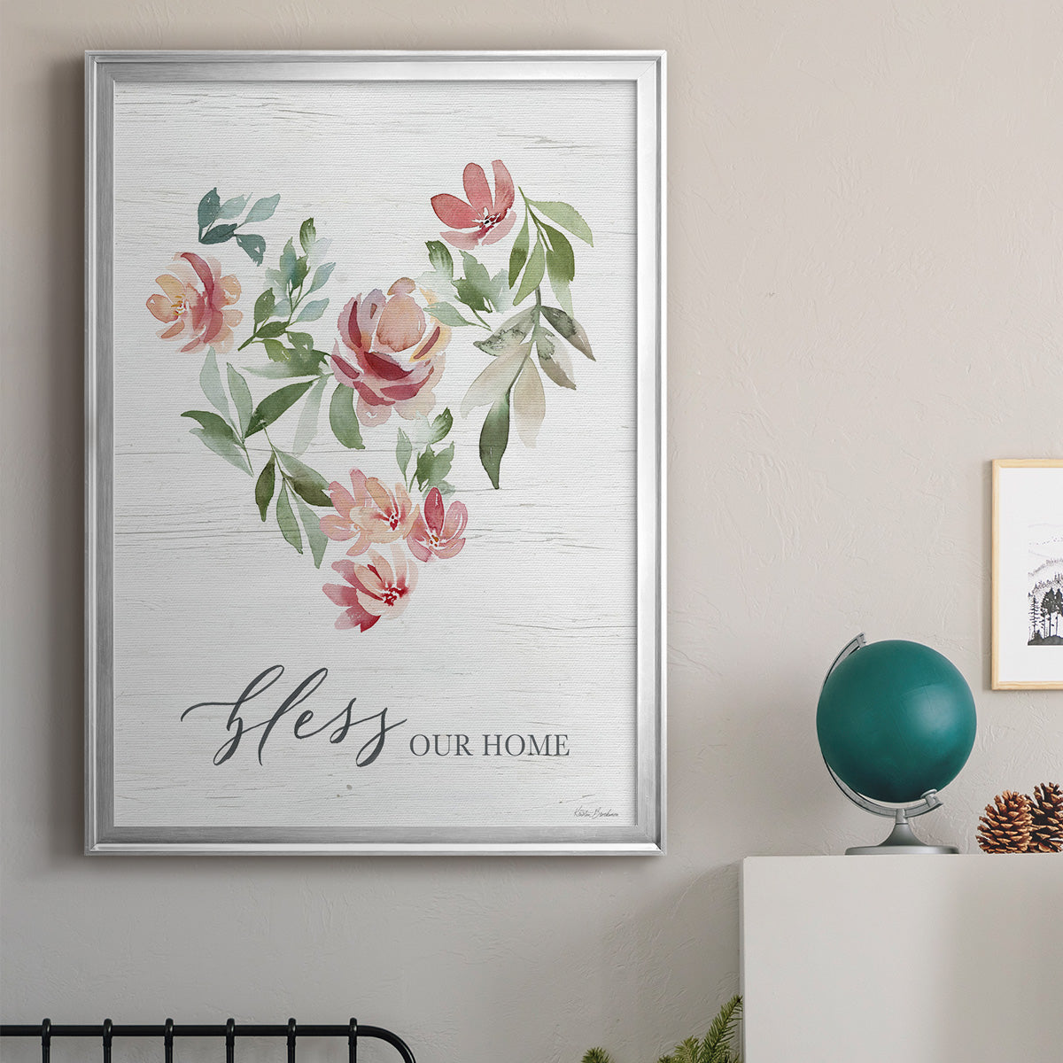 Paradise Floral Heart - Modern Framed Canvas Print