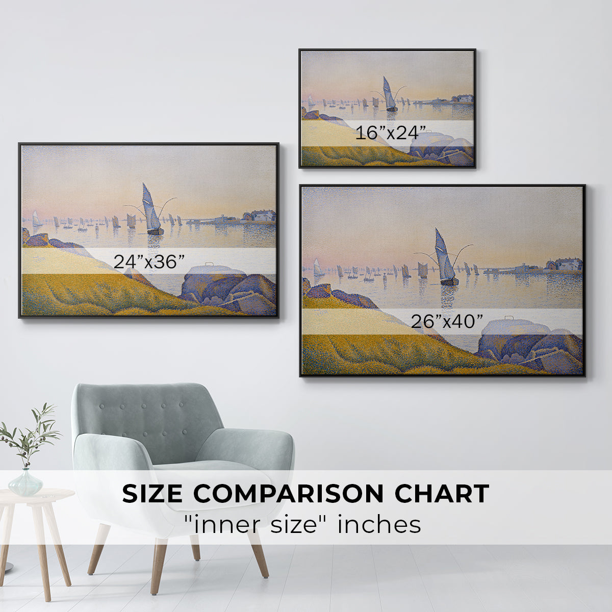 Evening Calm, Concarneau, Opus 220, 1891 - Floater Framed Canvas Print