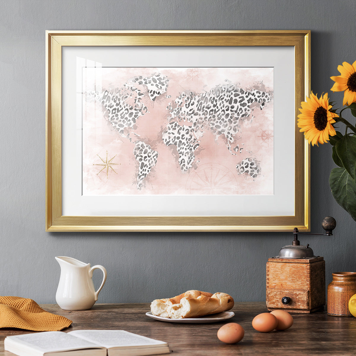 Pink Cheetah Map Premium Framed Print - Ready to Hang