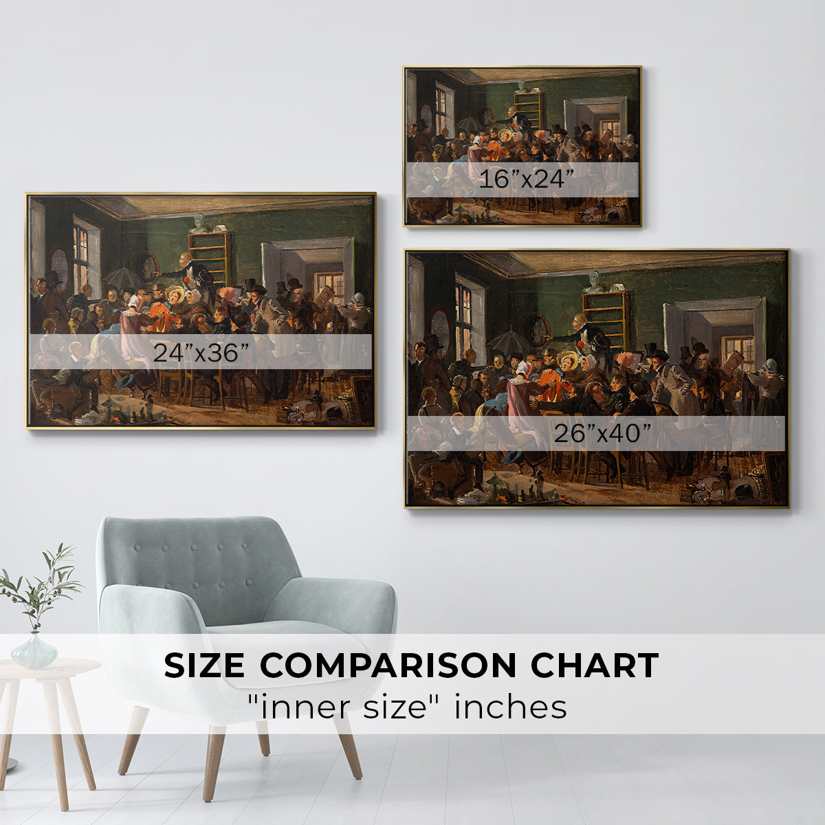 An Auction Scene, 1835 - Floater Framed Canvas Print