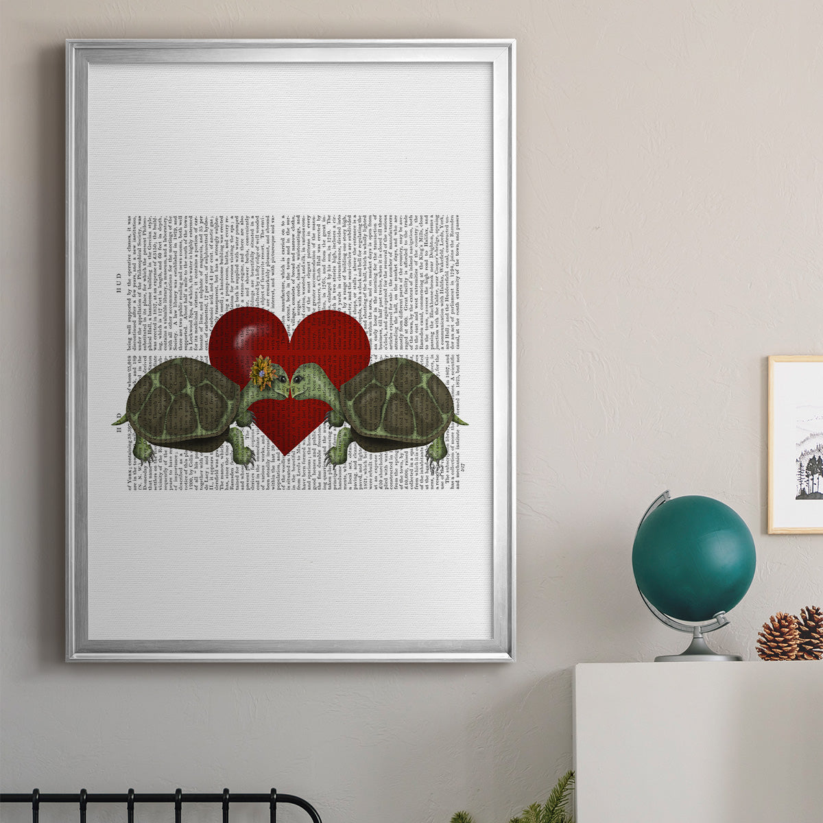 Turtle Kiss - Modern Framed Canvas Print