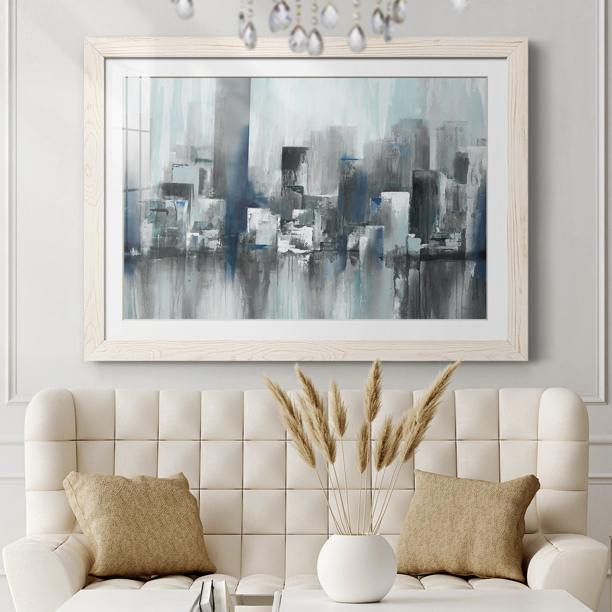 Cityscape in Blues - Barnwood Framed Art Print