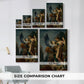 Size comparison chart for canvas art prints, showing multiple size options.