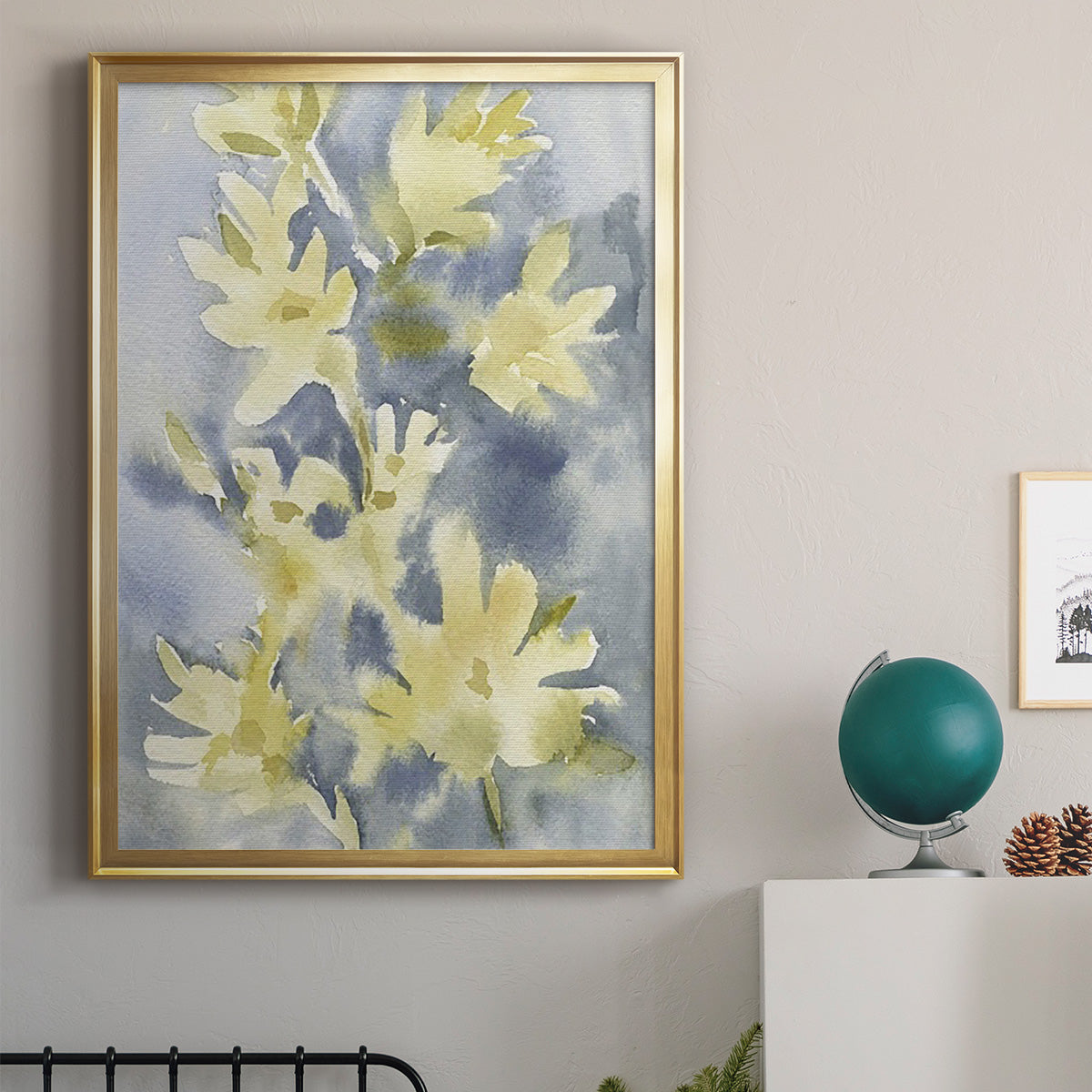 Forsythia Blooms I - Modern Framed Canvas Print