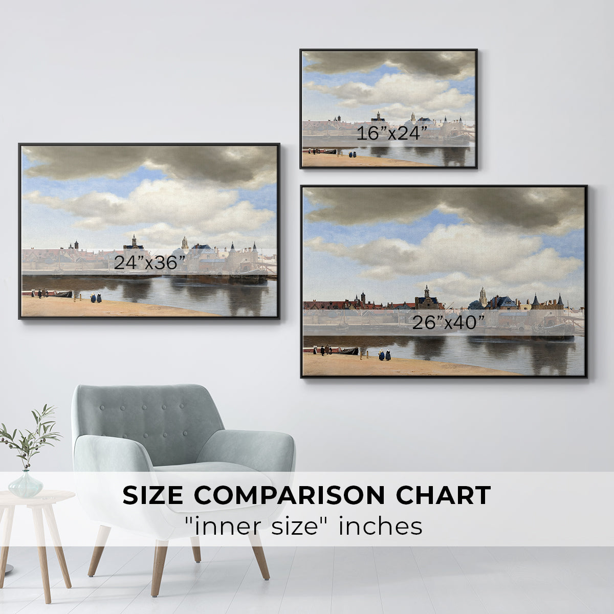 View of Delft, c. 1660-1661 - Floater Framed Canvas Print