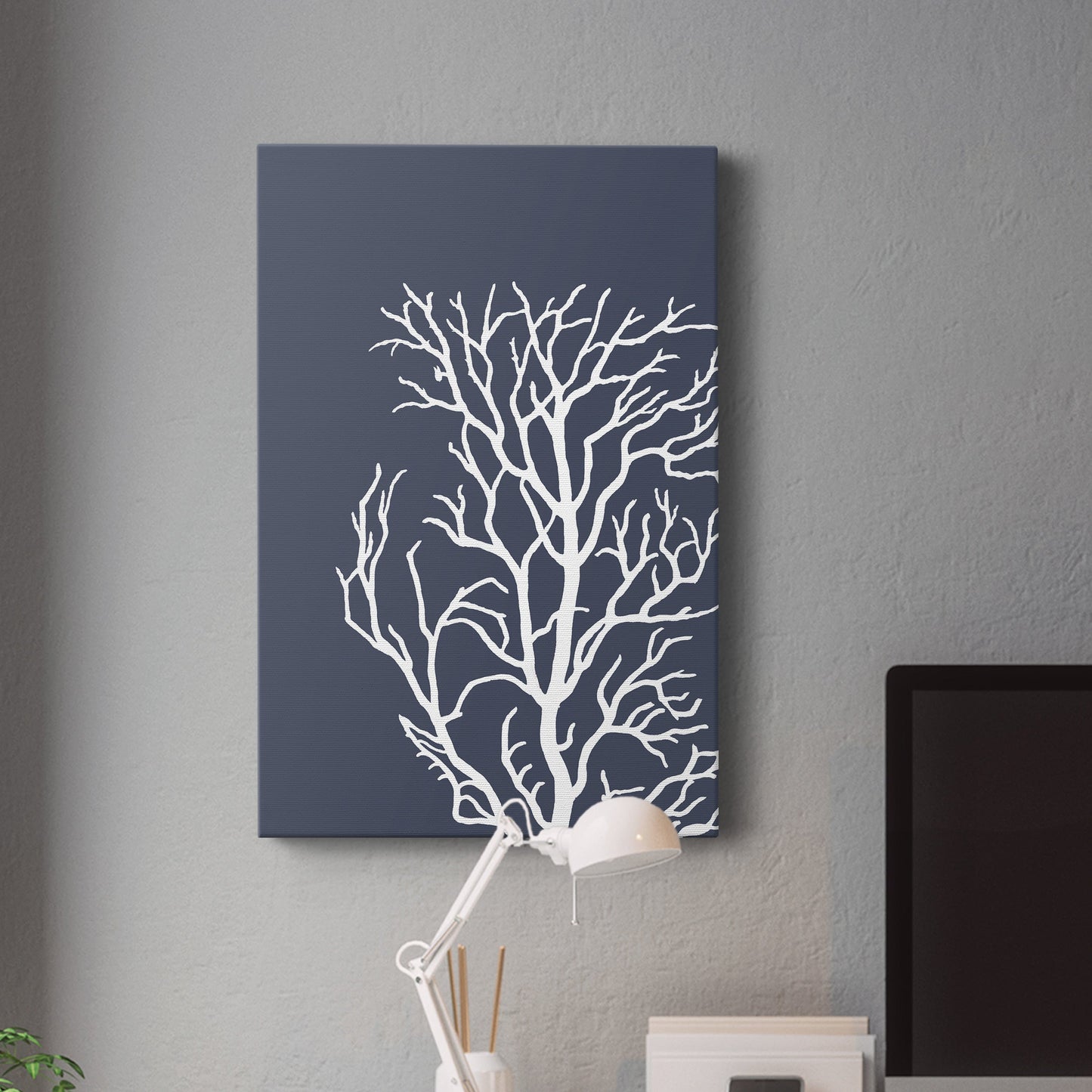 Corals White on Indigo Blue c Premium Gallery Wrapped Canvas - Ready to Hang