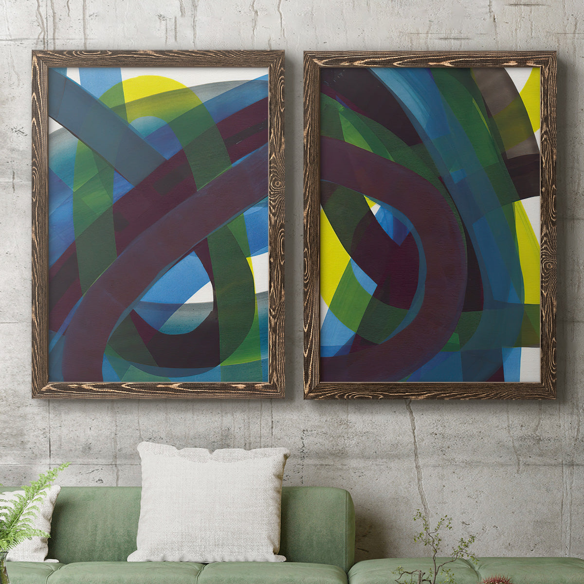 Cool Network I - Premium Framed Canvas 2 Piece Set - Ready to Hang