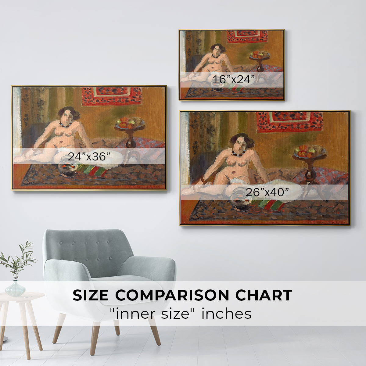 Nude with Goldfish (Nu aux poissons rouges), c. 1922 - Floater Framed Canvas Print