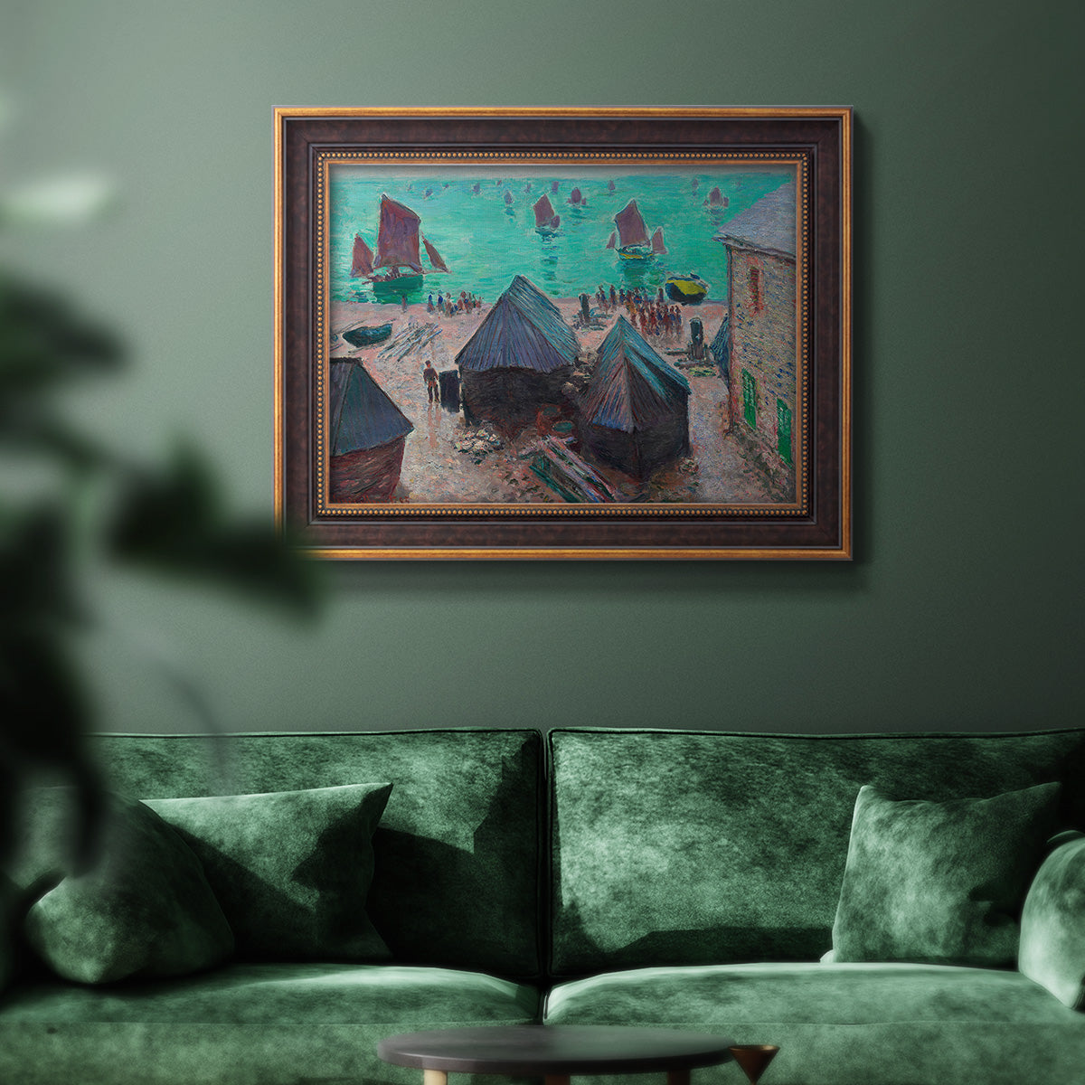 The Departure of the Boats Etretat - Ornate Framed Canvas Print