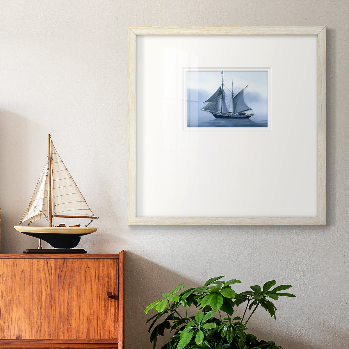 Misty Sail Premium Framed Print Double Matboard