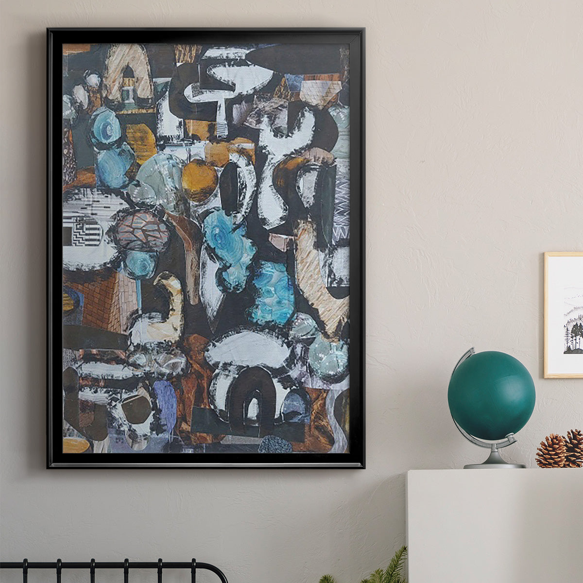 California Beach Blue Glass - Modern Framed Canvas Print