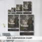 Size comparison chart for canvas art prints, showing multiple size options.