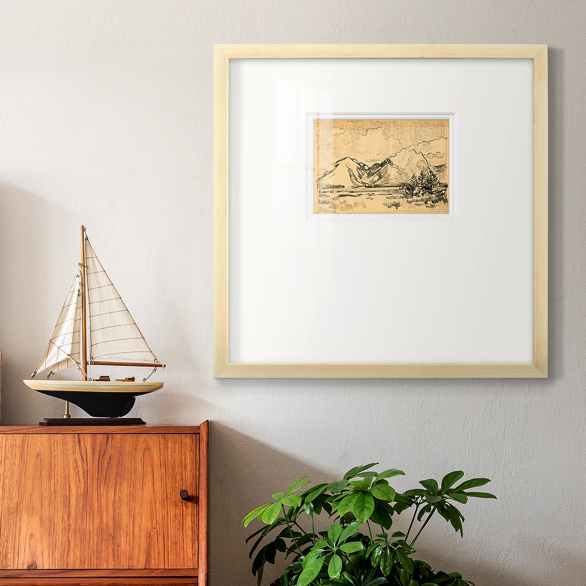 Hatched Horizon II Premium Framed Print Double Matboard