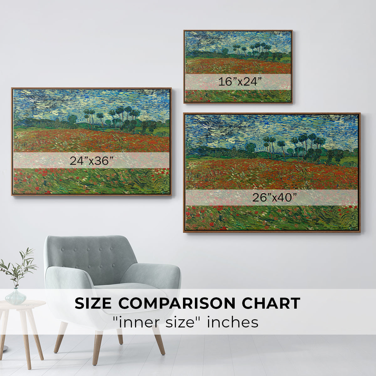 Field with Poppies, 1889 - Floater Framed Canvas Print