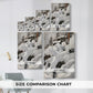 Size comparison chart for canvas art prints, showing multiple size options.
