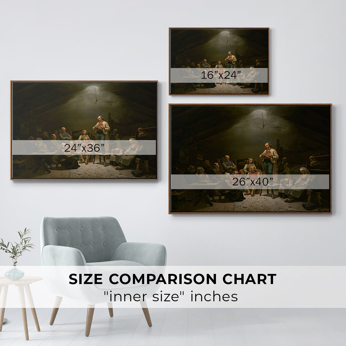 Low Church Devotion (Haugianerne), 1848 - Floater Framed Canvas Print