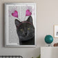 Black Cat Valentines - Modern Framed Canvas Print