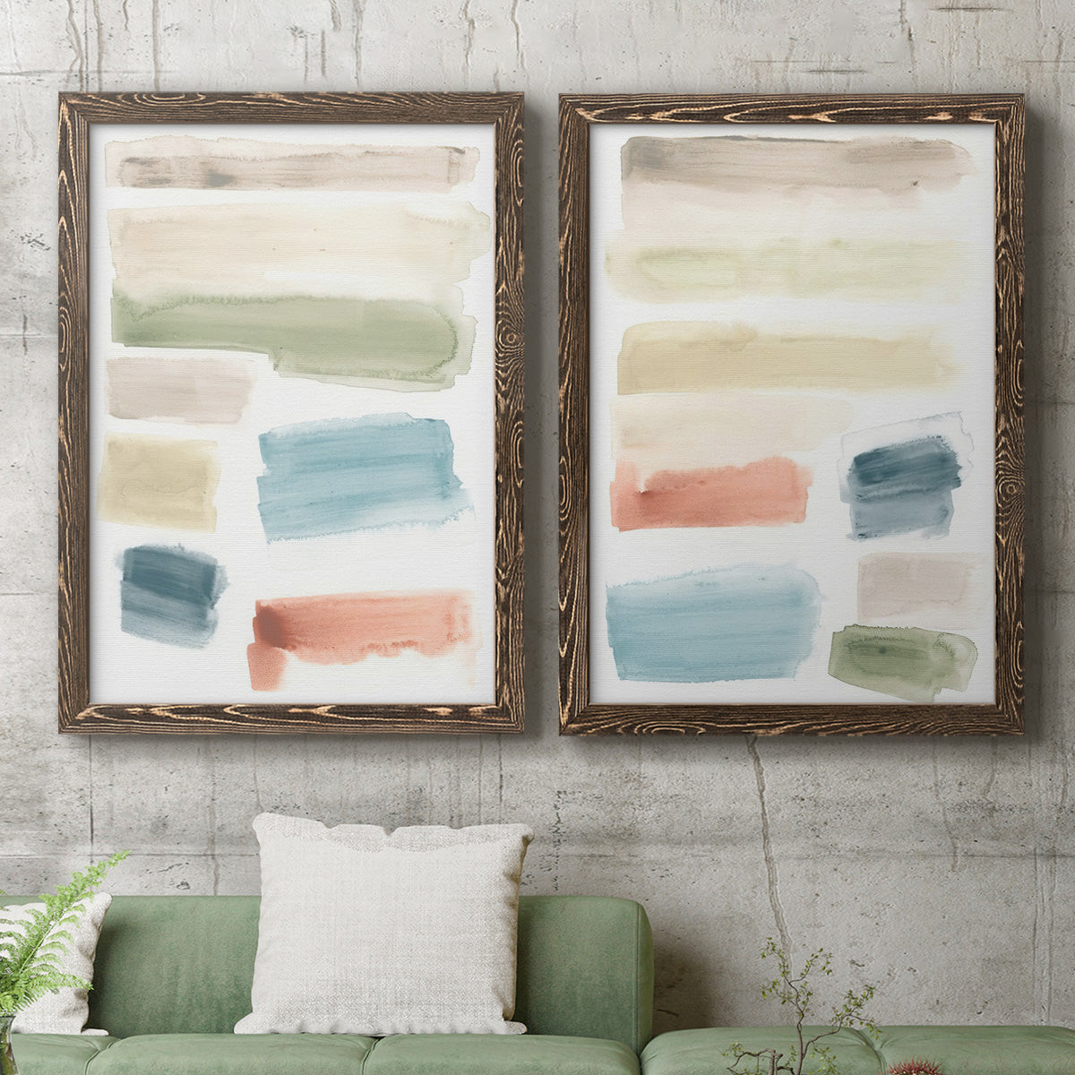 Watercolor Swatches I - Premium Framed Canvas 2 Piece Set - Ready to Hang