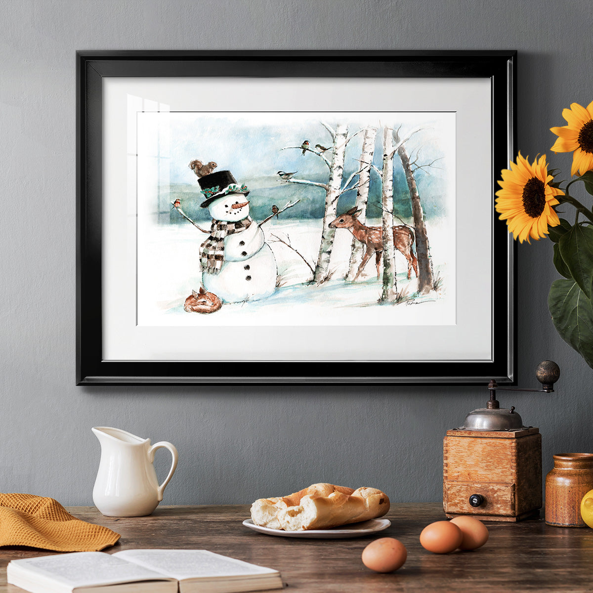 Snow Friends - Modern Framed Art Print