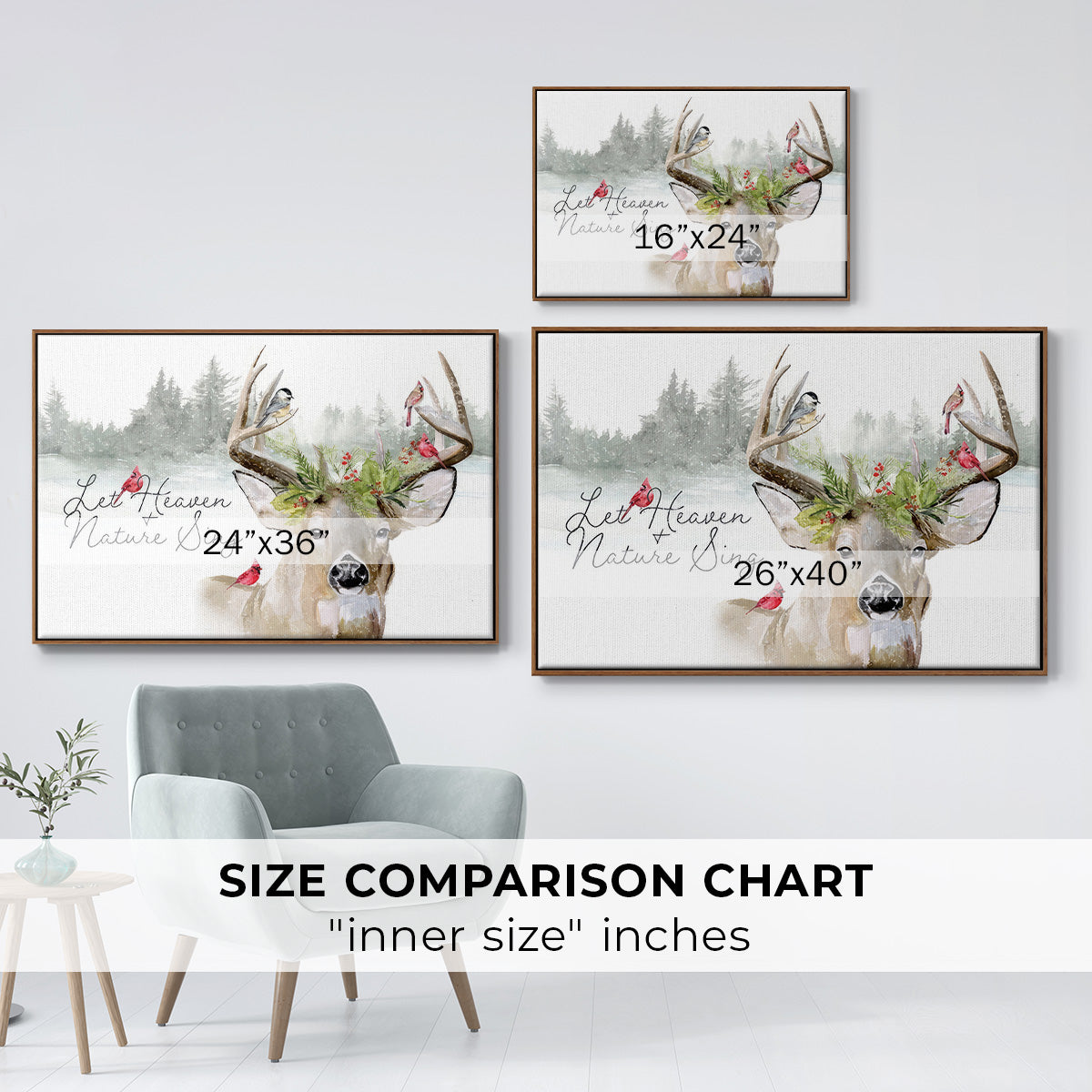 Holiday Deer Collection A - Floater Framed Canvas Print