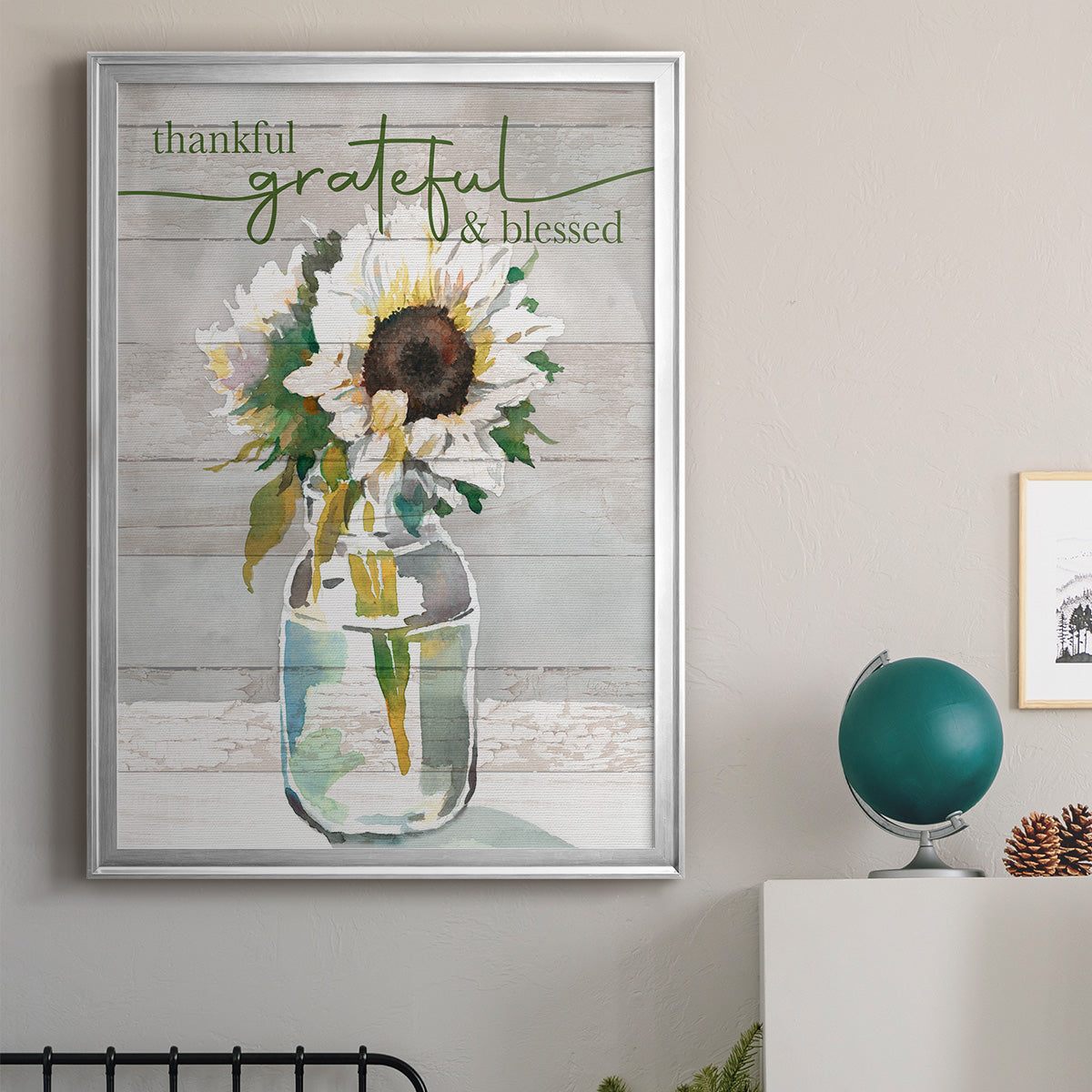 Thankful, Grateful, Blessed - Modern Framed Canvas Print