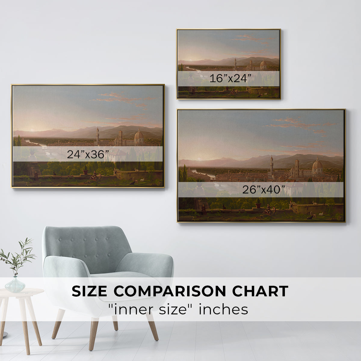View of Florence from San Miniato, 1837 - Floater Framed Canvas Print
