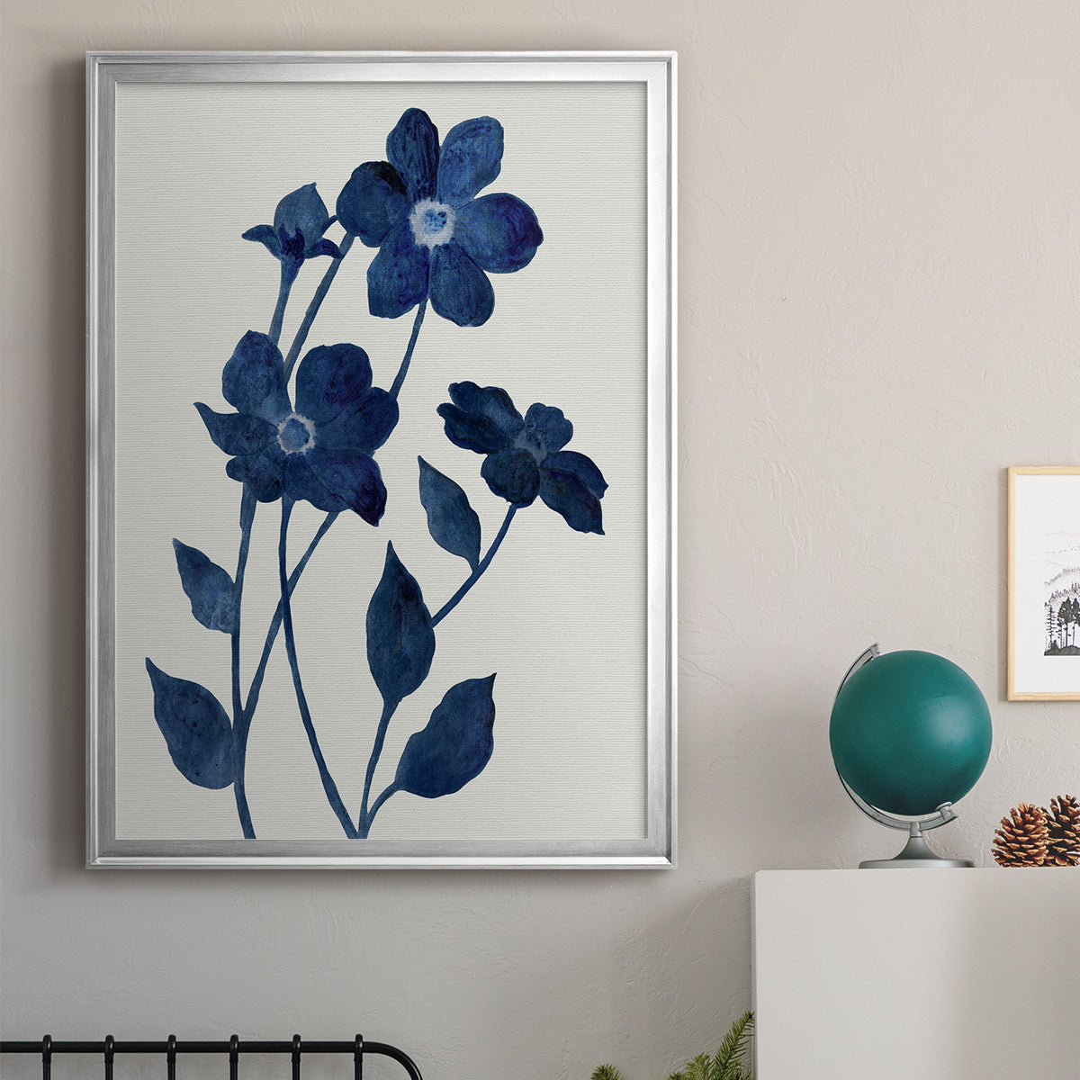 Indigo Bloom II - Modern Framed Canvas Print