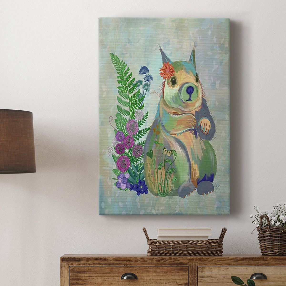 Fantastic Florals Squirrel - Canvas Art Print