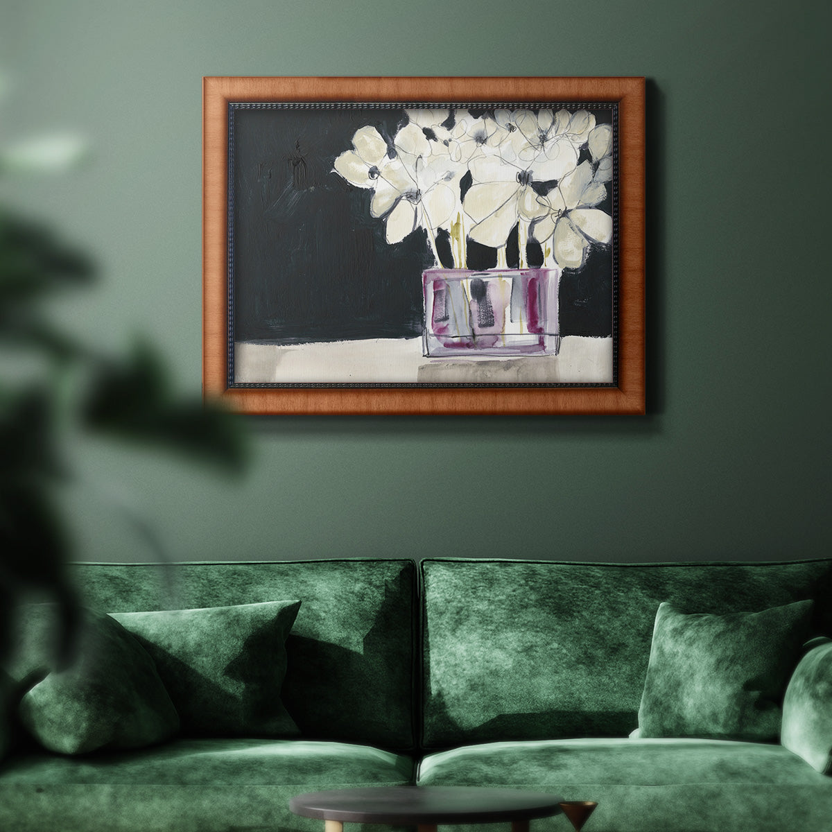 White Flowers in Fuchsia I Premium Framed Canvas- Ready to Hang